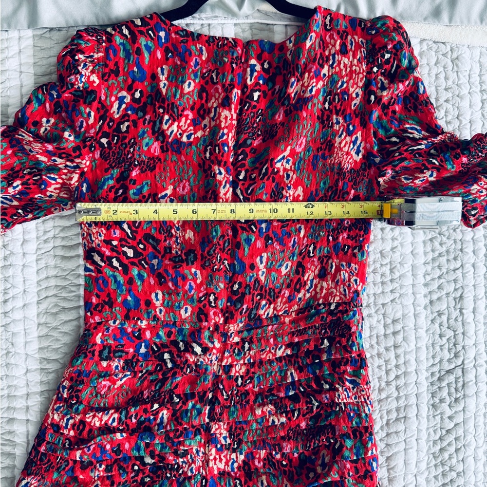 Tanya Taylor Red Floral Rouched Mini Dress, Size 8 - Picture 6 of 10